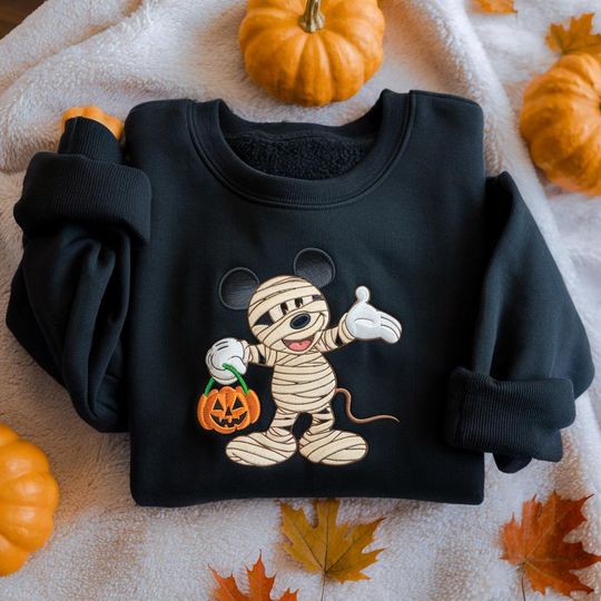 Discover Mickeyy Halloween Embroidered Sweatshirt, Mickeyy Mummy Shirt, Disneyyy Halloween Crewneck
