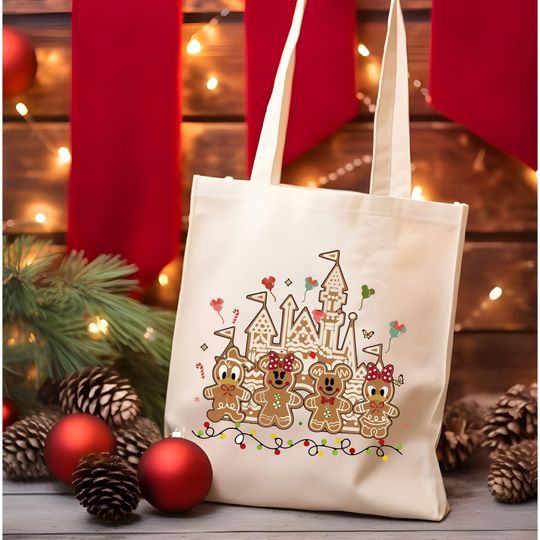 Discover Mickeyy friends Christmas Tote Bag, Minniee Gingerbread Tote Bag
