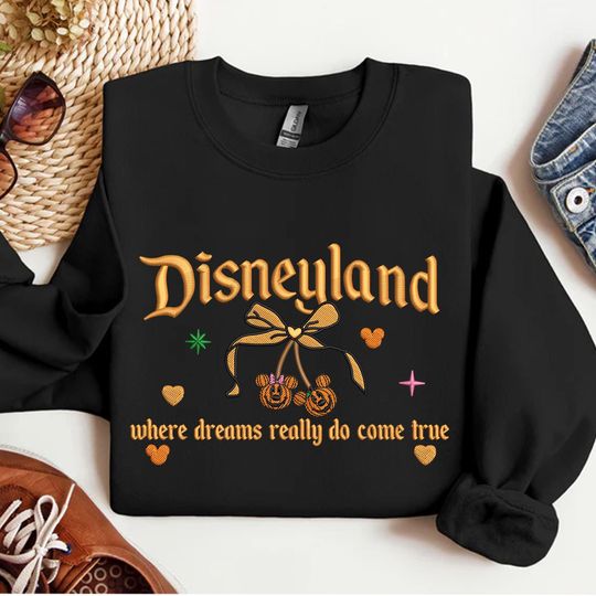 Discover Halloween Pumpkin WDW Mouse Bow Embroidered Sweatshirt, Halloween WDW Cartoon
