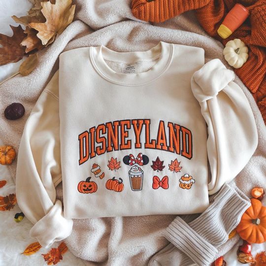 Discover Embroidered Disneyyland Fall Sweater, Pumpkin Spice Mickeyy, Halloween Disneyyy Sweatshirt