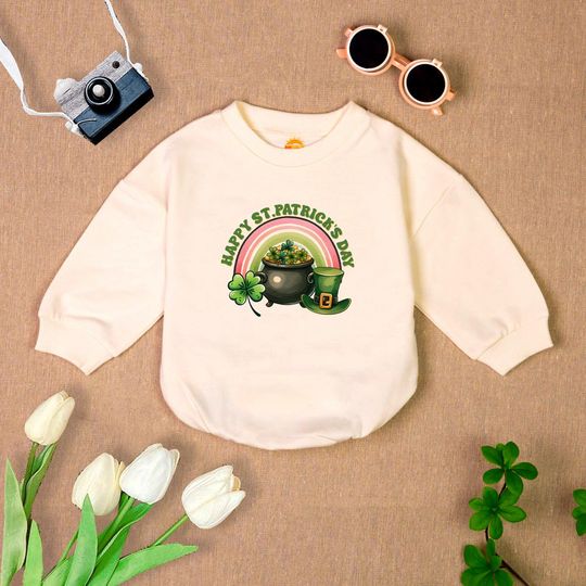 Discover Saint Patricks Day Baby Romper, Rainbow Groovy Baby Outfit, Lucky Vibes Bubble Romper, Newborn Baby Clothes, Funny Shirt for Kids