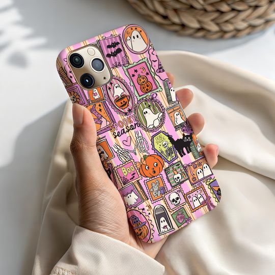 Discover Cute Halloween Phone Case, Spooky Ghost & Pumpkin iPhone Cover
