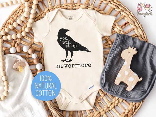 Discover Sleep Nevermore Baby Onesie, Edgar Allan Poe Themed Bodysuit