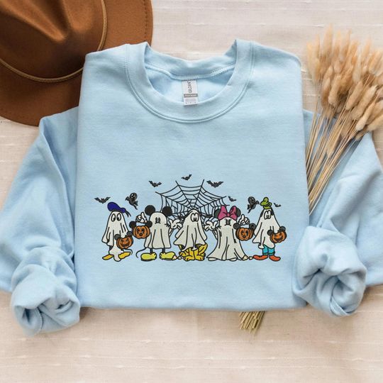 Discover Halloween MK Cartoon Ghost Embroidered Sweatshirt, WDW Holiday Embroidery