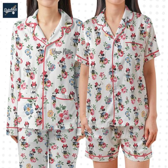 Discover Custom Minniee Flower Pattern Pajamas for Girls,