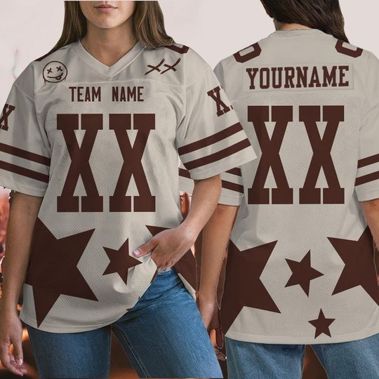 Discover Personalized XX Stadium Tour Natural Brown Raising Star Football Jersey