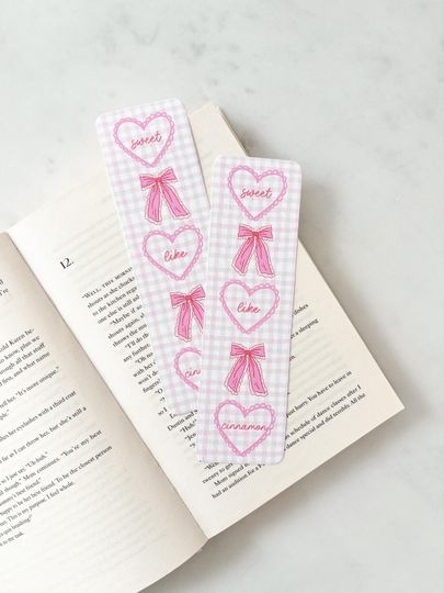 Discover Sweet Like Cinnamon Bookmark | Booktok Bookmark | Girly Bookmark | Coquette Bow Bookmark | Cute Bookmark