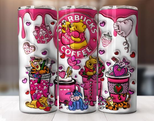 Discover 3D Inflated Cartoon Valentine Tumbler Wrap, Bear And Friends 3D Christmas Inflated Tumbler