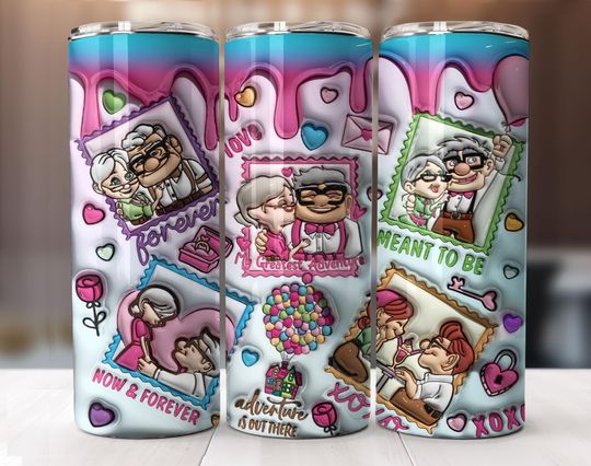 Discover 3D Inflated Carl And Ellie Valentine Tumbler, 3D Valentine Inflated Tumbler