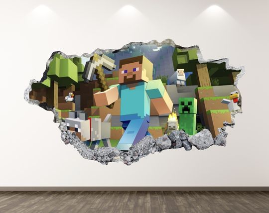Discover 3D Wall Decal With Realistic Hole Effect- Perfect for Gamer's Room Decor Removable Vinyl Sticker Easy Application Sticker for Children