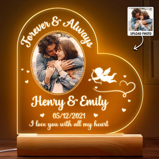 Discover Custom Photo I Love You With All My Heart - Customized Personalized 3D LED Light