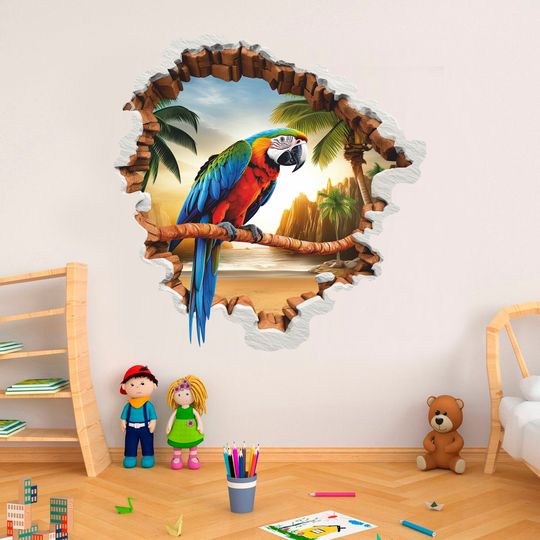 Discover Parrot Ara Wall Decal, Wall Sticker, Bird, Wall Decals, Wall Art, Decor
