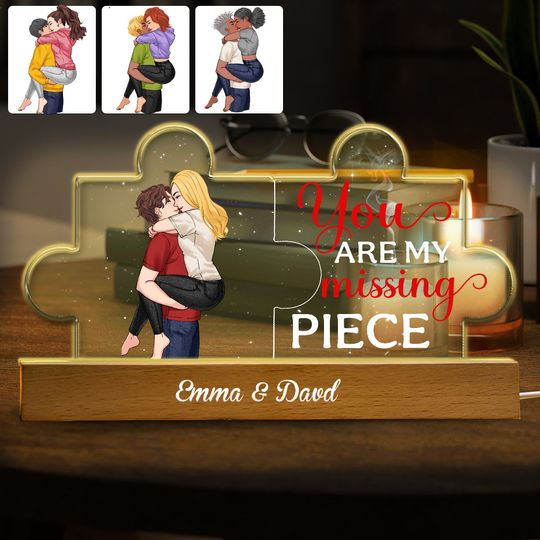 Discover You Are My Missing Piece - Personalized Couple Shaped Led Night Light