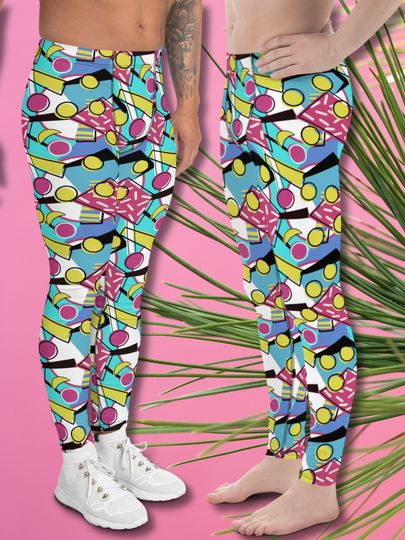 Discover Mens Leggings Crazy Patterned 80s Memphis Harajuku Festival Meggings