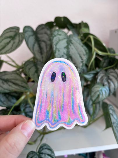 Discover Glitter Sparkly Ghost Sticker, Ghosts, Pastel Sticker, Holographic Sticker, Halloween Sticker