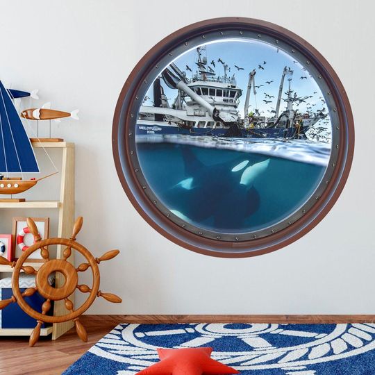 Discover Whale Wall Decal, Ocean Wall Sticker, Killer Whale, Wall Decals, Wall Art, Decor