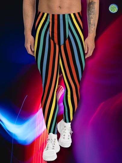 Discover Festival Men's Leggings, Stripy Wrestling Style Performance Tights