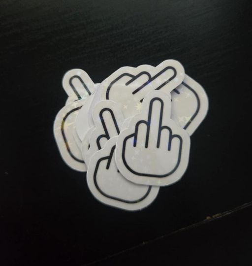 Discover Holographic Middle Finger Sticker