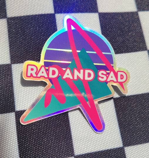 Discover Rad and Sad 90s Retro Sticker | Vaporwave, Geometric, Holographic, Car Sticker