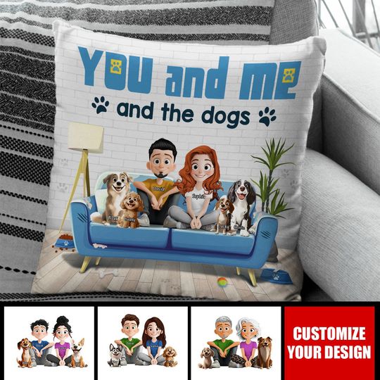 Discover You And Me And The Dog - Couple Personalized Pillow