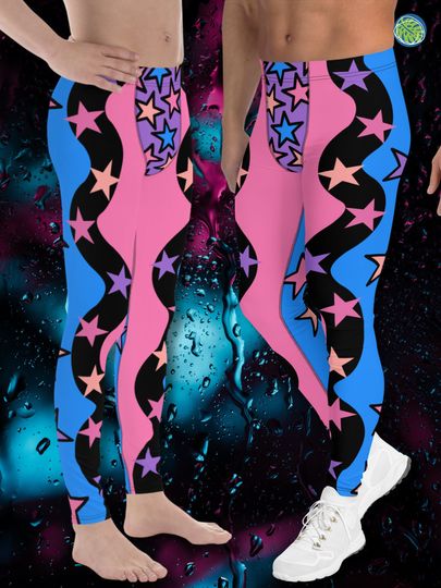 Discover Men's Color Block Leggings, Spandex Long Tights