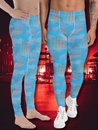 Discover Men's Leggings | Crazy Blue Geometric Pattern | Festival Meggings