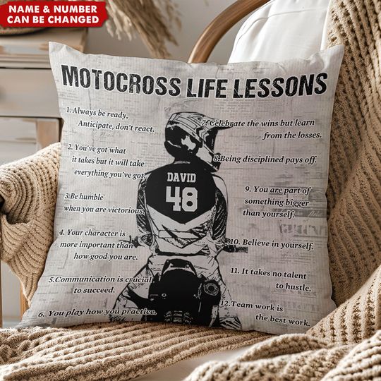 Discover Gift For Motocross Lovers-Personalized Motocross Life Lessons Pillow