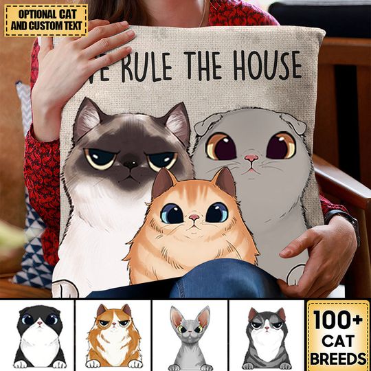 Discover We Rule The House New Version - Personalized Pillow Gift For Cat Lover