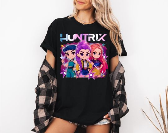 Discover Kpop Demon Hunters Shirt, Huntrix Girl T-Shirt, Kpop idol group Shirt, Mira, Rumi, Joey Shirt,Demon Hunter Merch, Gift for Huntrix fan Shirt
