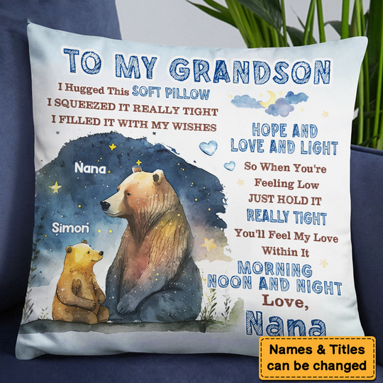 Discover Gift For Grandson Bear Hug This Pillow