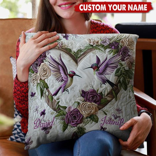 Discover Personalized Loving Heart Hummingbird Pillow – Gift For Bird Lovers