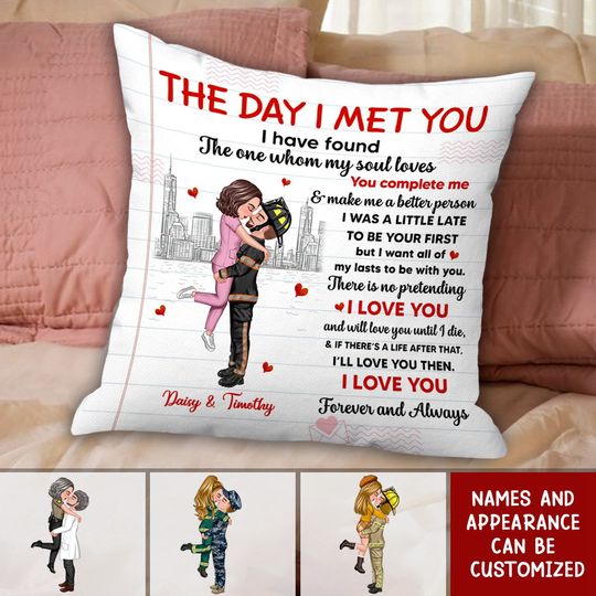 Discover The Day I Met You - Occupation Couple Personalized Pillow