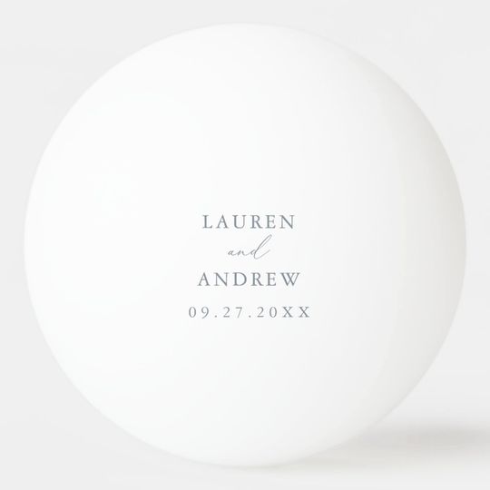 Discover Dusty Blue and White Wedding Personalized Beer Ping Pong Ball