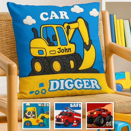Discover Excavator Cute Children's Gift - Personalized Kid  Pillow