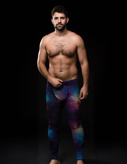 Discover Celestial Blue Purple Nebula Galaxy Night Sky Space Pants, Galaxy Yoga Leggings