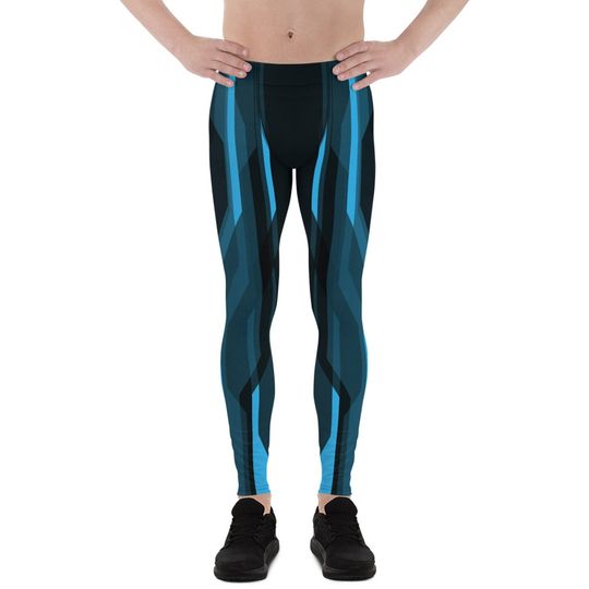 Discover Mens Leggings - Meggings - Blue Tron Inspired Futuristic Pattern Print