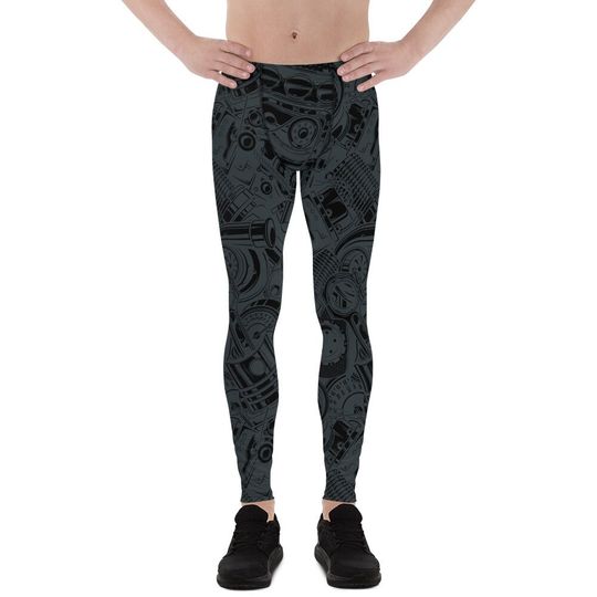 Discover Mens Leggings - Meggings - All Over Print Black Leggings