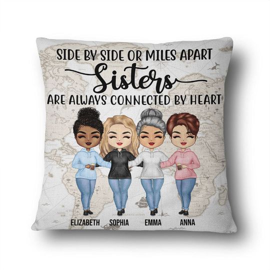 Discover onnected By Heart Hoodie Sisters Personalized Custom Pillow