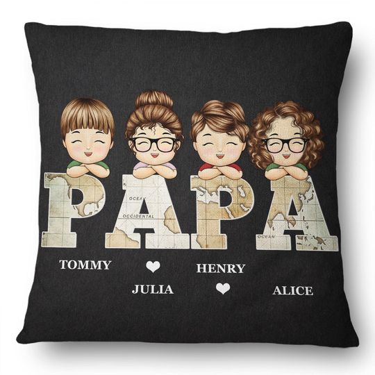 Discover Vintage Map Papa Title - Birthday, Loving Gift For Personalized Custom Pillow
