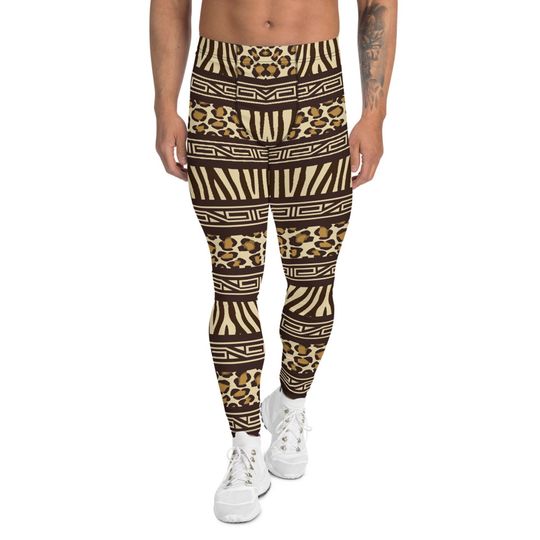 Discover Africa Leggings for Men African Safari Inspired Pattern Print
