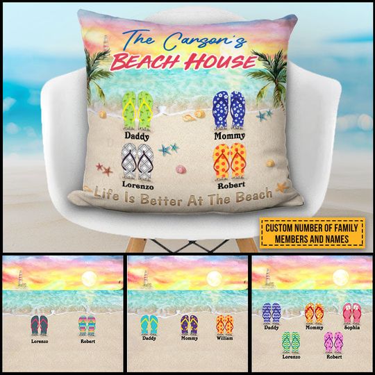 Discover Personalized Beach Family Life Is Better Custom Pillow