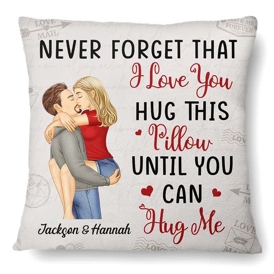 Discover Hug This Pillow Until You Can Hug Me Couples Vintage - Personalized Pillow