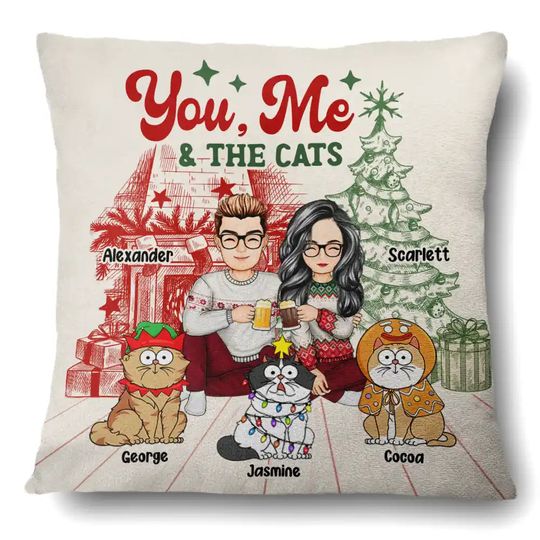 Discover You, Me And The Cats - Personalized Pillow