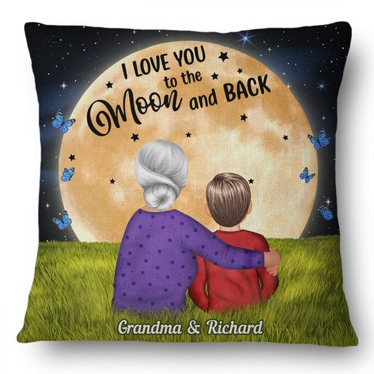 Discover Moon And Back Grass - Gift For Grandma, Mom Custom Pillow