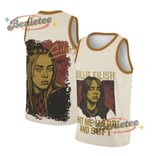 Discover Billie.E Basketball Jersey, Hit Me Hard and Soft Album Tee