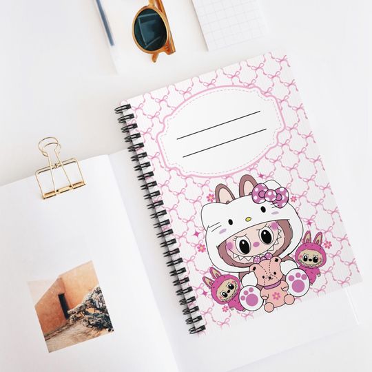 Discover HK Labubu Spiral Notebook, Kawaii Journal for Kids, Fun Writing Pad, Gift for Birthday School Supplies, Cute Stationery Labubu Pink Notebook
