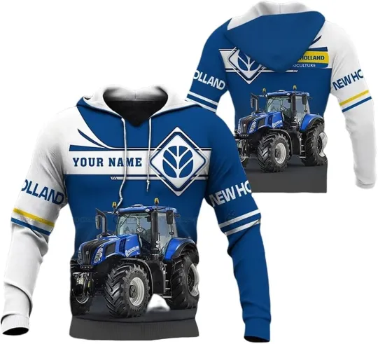 Discover Personalized Name Truck New Holland Tractor 3D All Over Printed Hoodie S-5XL
