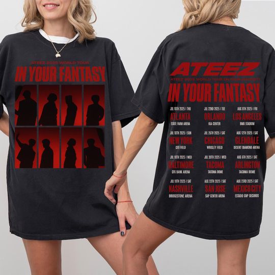 Discover ATEEZ 2025 World Tour Shirt, In Your Fantasy Tour Dates Tee, Kpop Concert Graphic,Ateez World Tour in North America