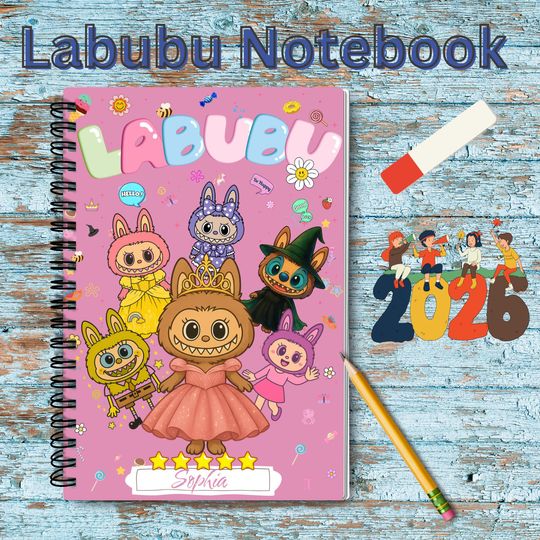 Discover Custom Labubu Spiral Notebook With Names, Back to School Lafufu Gift, The Monsters 118 Ruled Pages For Kids, Best Teacher Appreciation Gifts