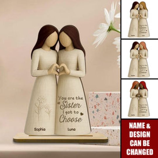 Discover Besties Heart Hands Personalized Standing Wooden Plaque